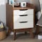 Baxton Studio Brighton Mid-Century White and Walnut Wood 3-Drawer Storage Nightstand 137-7498 - alternate 7